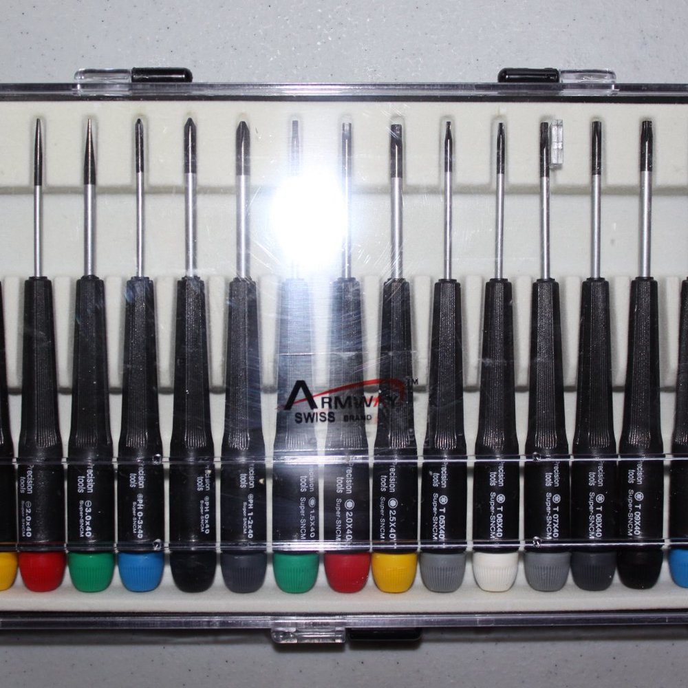 New 15 pcs Precision Screwdriver Tool Set Flat Blade, Phillips,Torks,Hex Key - Picture 4 of 11